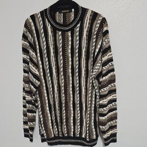 Bachrach Men's Crewneck Sweater - Black, Brown, and Cream